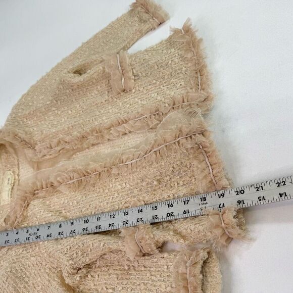 A'reve Sweater Cardigan Womens Medium Knit Lace 3/4 Sleeve Dainty Open Cream - Picture 6 of 7